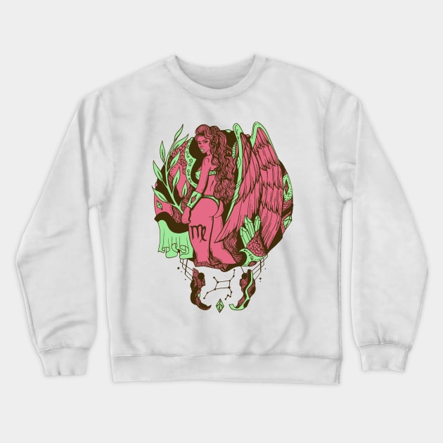 Pink Mint Virgo Beauty Crewneck Sweatshirt by kenallouis